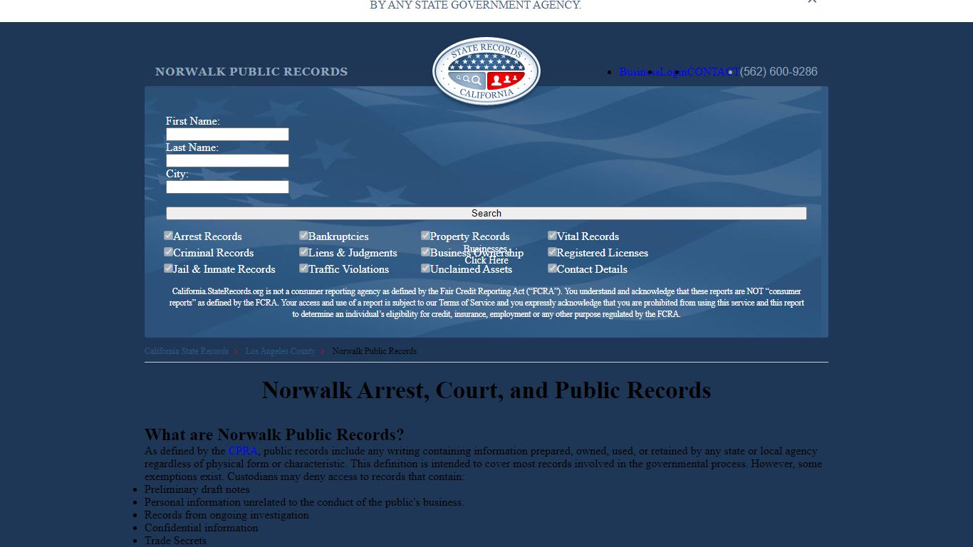 Norwalk Arrest and Public Records | California.StateRecords.org